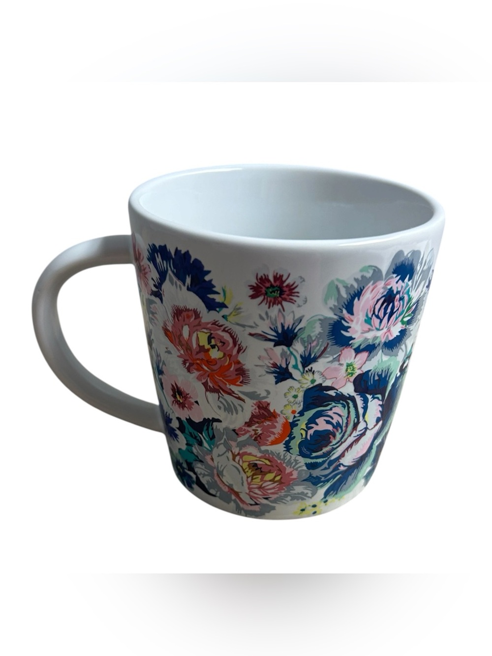 Vera Bradley Garden Grove Floral White, Blue, Pink, Pattern Ceramic Mug 12oz